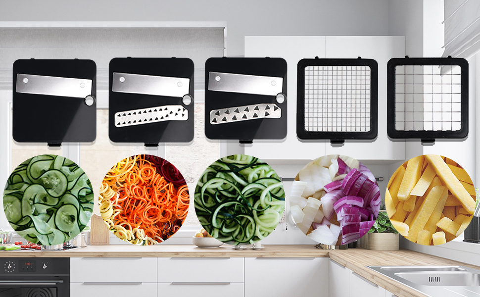 upgrade chopper blade easace mandoline slicer spiralizer vegetable chopper dicer onion chopper with container pro multi vegetable fruit chopper kitchen peeler cutter slicer dicer cutter 5 blades