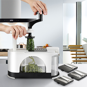 upgrade chopper blade easace mandoline slicer spiralizer vegetable chopper dicer onion chopper with container pro multi vegetable fruit chopper kitchen peeler cutter slicer dicer cutter 5 blades