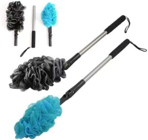 easace back scrubber for shower loofah with long handle, adjustable head with 1 replacement soft loofa,scrubber sponge and brush for body,23″loofah on a stick for men women bathing accessories : beauty & personal care