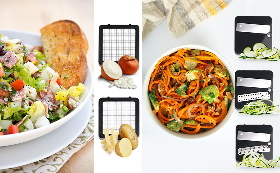 upgrade chopper blade easace mandoline slicer spiralizer vegetable chopper dicer onion chopper with container pro multi vegetable fruit chopper kitchen peeler cutter slicer dicer cutter 5 blades