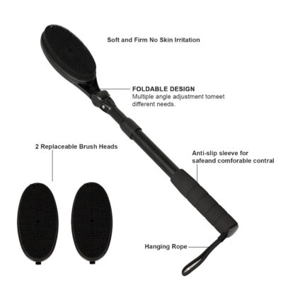 easace silicon body brush for back with long handle bath brush